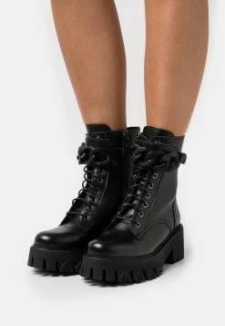 Patrizia Pepe Lace-up Ankle Boots - Black/silver