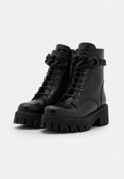 Patrizia Pepe Lace-up Ankle Boots - Black/silver -Patrizia Pepe Shop 74c424b2043849c2ba871ce13dd44644